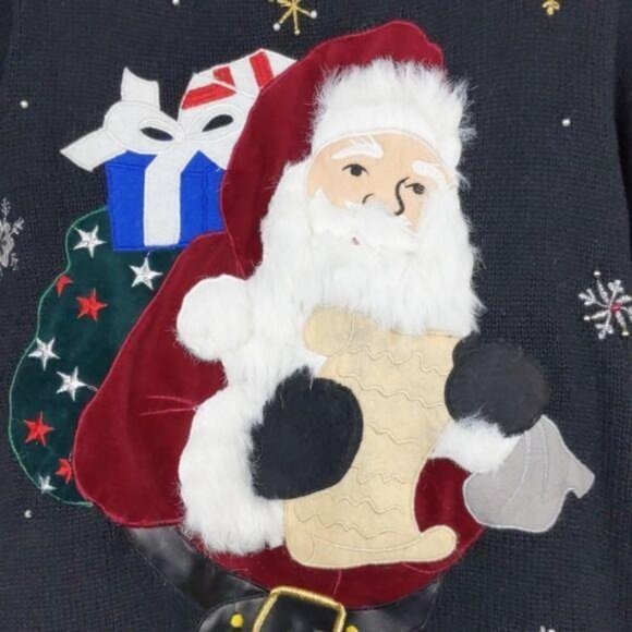 Hampshire Studio Christmas Sweater Cardigan Women's  full zip Santa  Size L - Picture 15 of 16